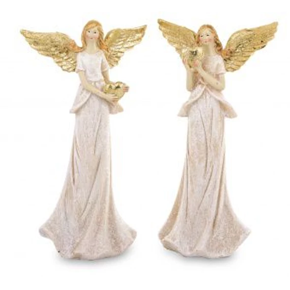 Angyal fehér arany szívvel 31cm