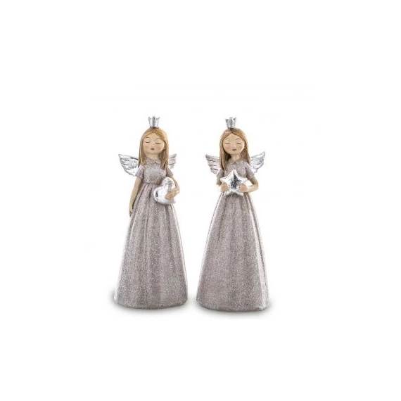 Angyal ezüst kézben csillag/szív 14cm 147377