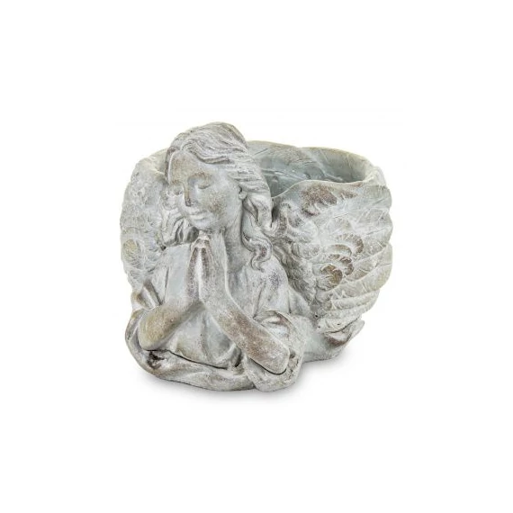 Angyalos kaspó szürke 16x16x20cm