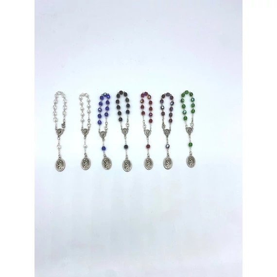 Rózsafüzér tized kristály 6mm Szent Kristófos kapcsos több szín