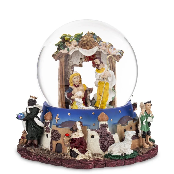 Karácsonyi gömb Szent Család-Három Királyok Betlehem 16x16x16cm 155902