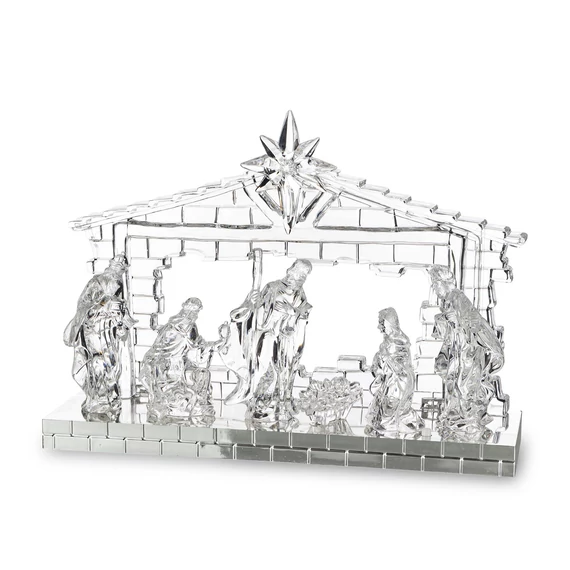 Üveg hatású Betlehem világít+zenél 22x30x9cm 159632