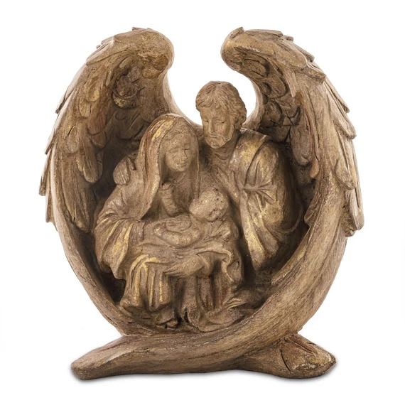 Szent Család fa hatású szárnyak közt 20x19x11cm 147009