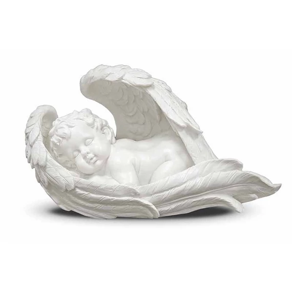 Angyal fekvő szárnyak közt fehér 21x40x20cm  ( 57422 )