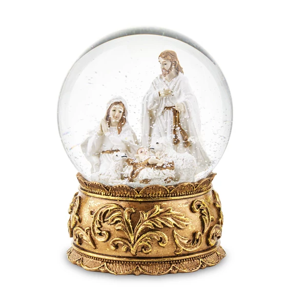 Hógömg Szent Család fehér/arany 16cm
