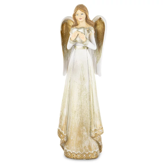 Angyal szívvel bézs/arany 29cm