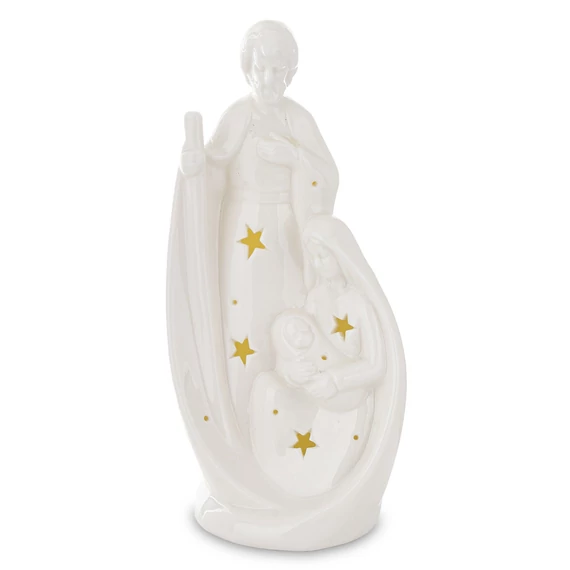 Szent Család kerámia fehér világító 22cm