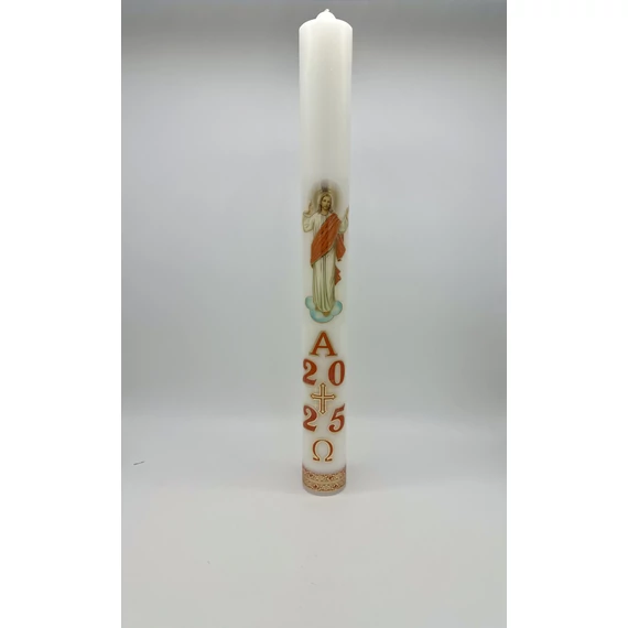 Gyertya díszített 3kg húsvéti Feltámadt Krisztus matricával d7,5cm