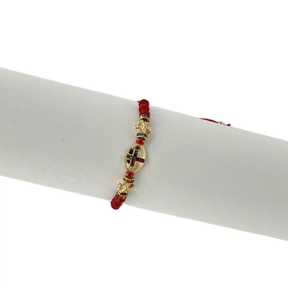 Karkötő piros gyöngyös díszes fém kereszttel