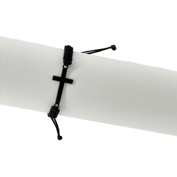 Karkötő makramé fekete fém kereszttel