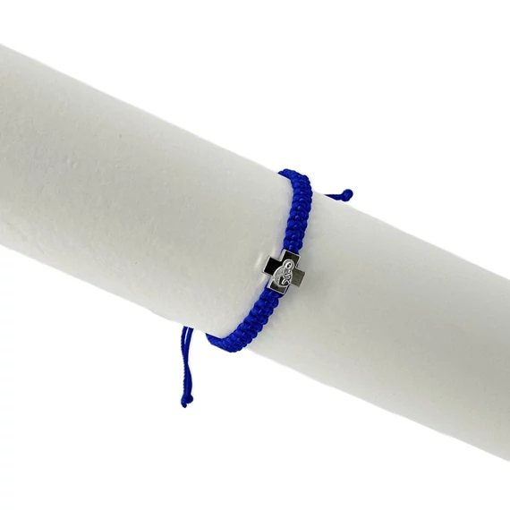 Karkötő makramé kék fém kereszttel