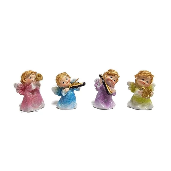 Angyal színes hangszerrel álló 6,5cm