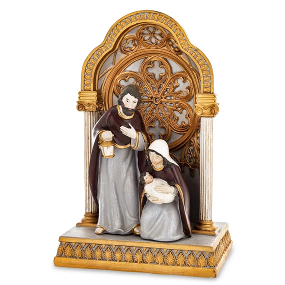 Szent Család aranyozott boltívben VILÁGÍTÓ 23,5cm