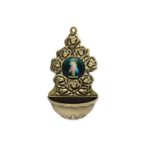 Szenteltvíztartó réz fali egyedi dísszel