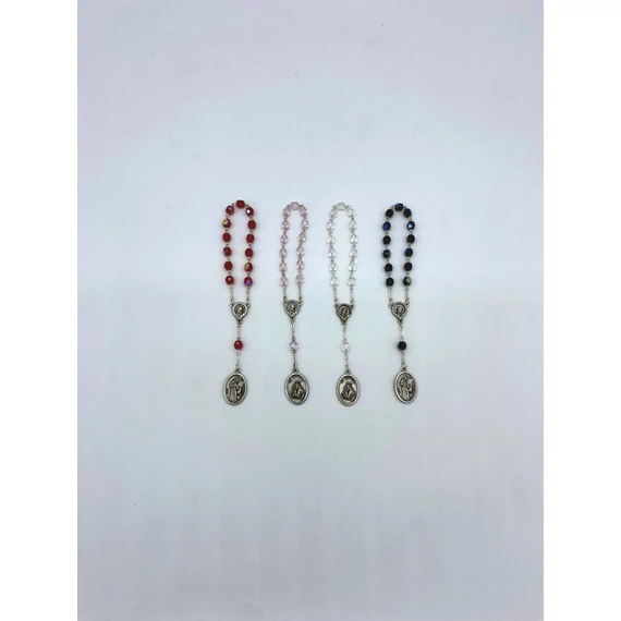 Rózsafüzér tized kristály 6mm Szent Antal/Szent Ferenc több színben