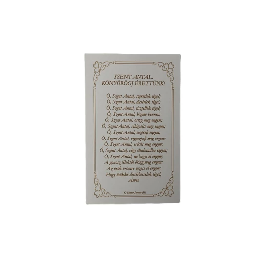 Szentkép imával - Szent Antal