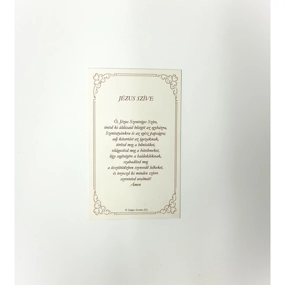 Szentkép imával - Jézus szíve