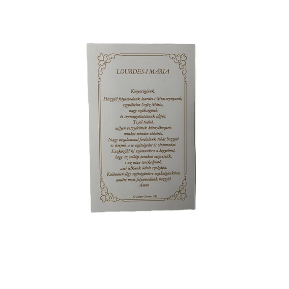 Szentkép imával - Lourdesi Mária