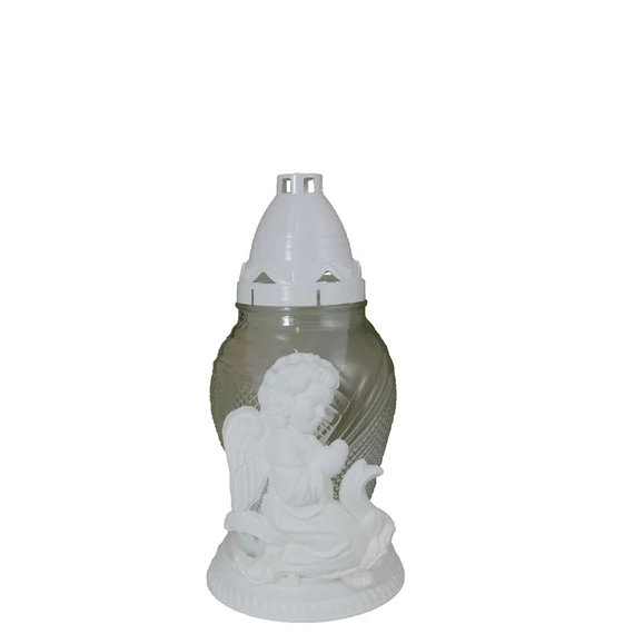 Üvegmécses Angyalos bronz/fehér szín