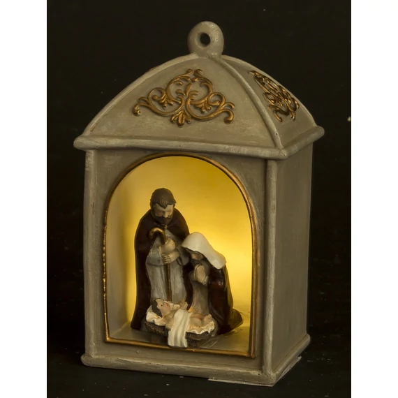 Karácsonyi lámpás Szent Családdal világító 11cm 156525