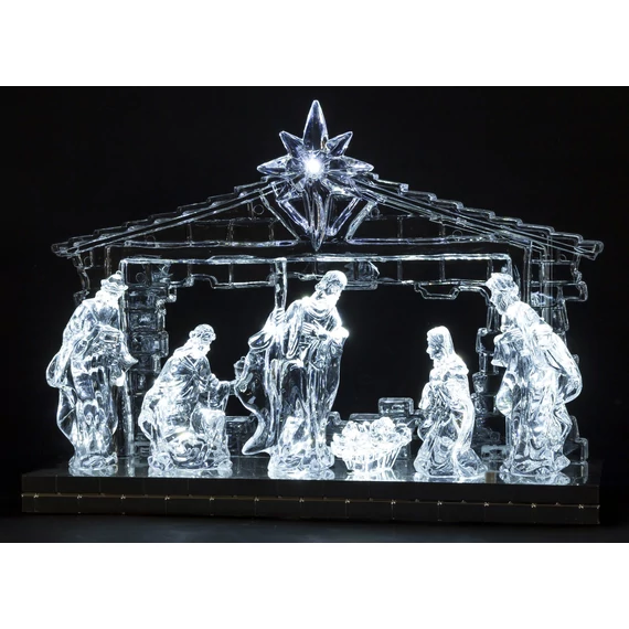 Üveg hatású Betlehem világít+zenél 22x30x9cm 159632