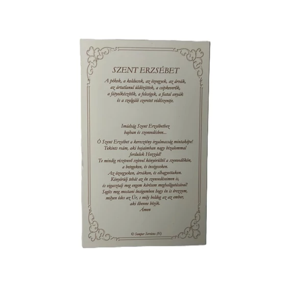 Szentkép imádsággal - Árpádházi Szent Erzsébet