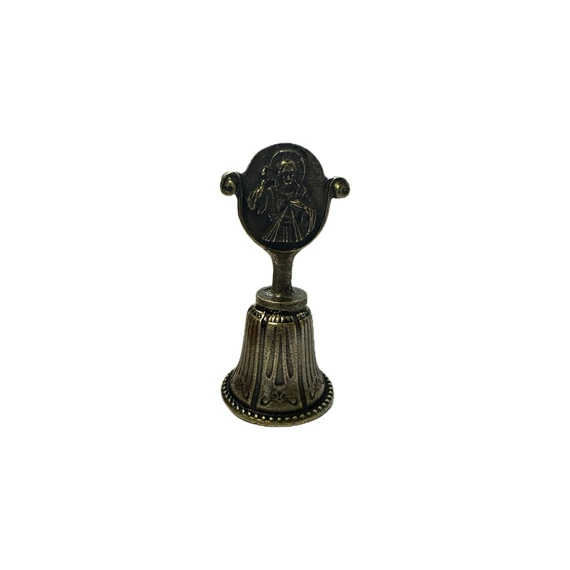 Karácsonyi csengő antik réz Szent Család/Irgalmas Jézus 7,5cm