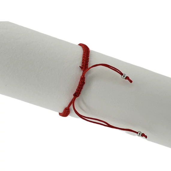 Karkötő makramé piros gyöngy-fém kereszt